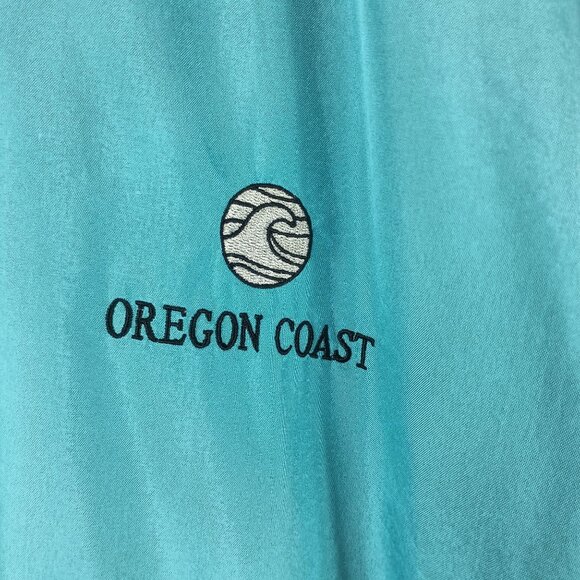 Oregon Coast Windbreaker Jacket Zipper Pockets Removable Hood Size XL Teal - Picture 3 of 13
